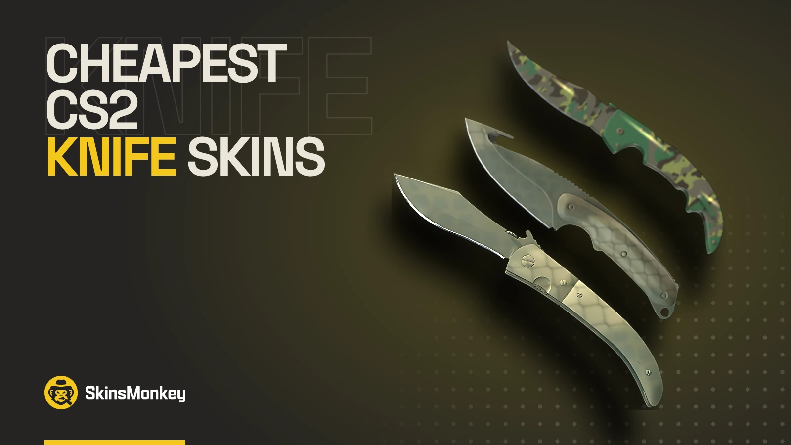 Cheapest CS2 knife skins: Falchion Boreal Forest, Gut Knife and Navaja Safari Mesh