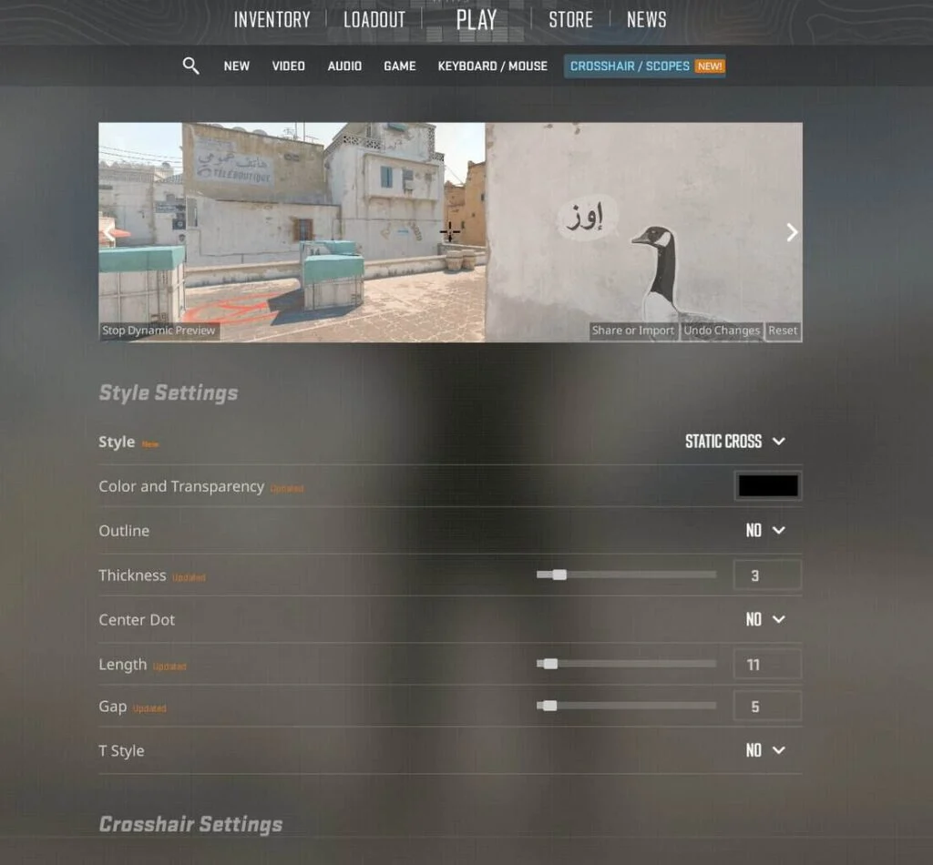 Cs2 crosshair settings dynamic preview