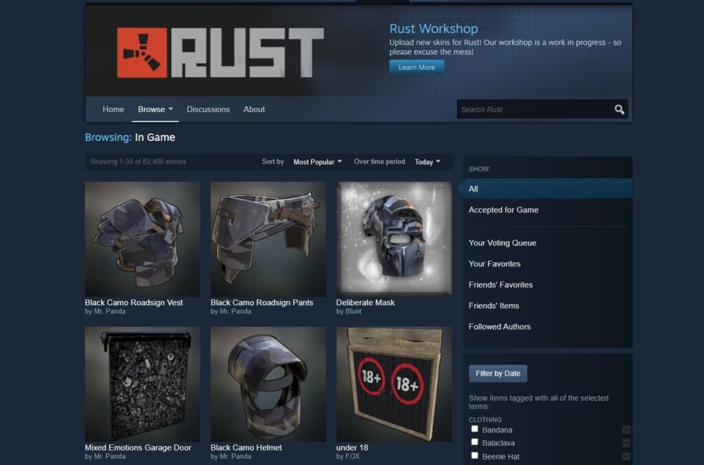 steam workshop with rust skins