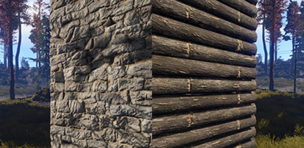 rust stone wall vs rust wood wall