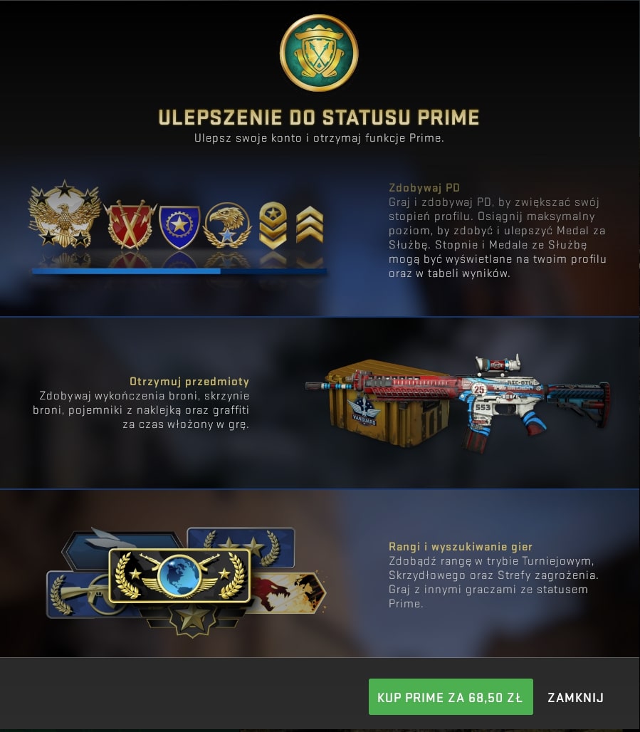 ulepszenie do statusu prime